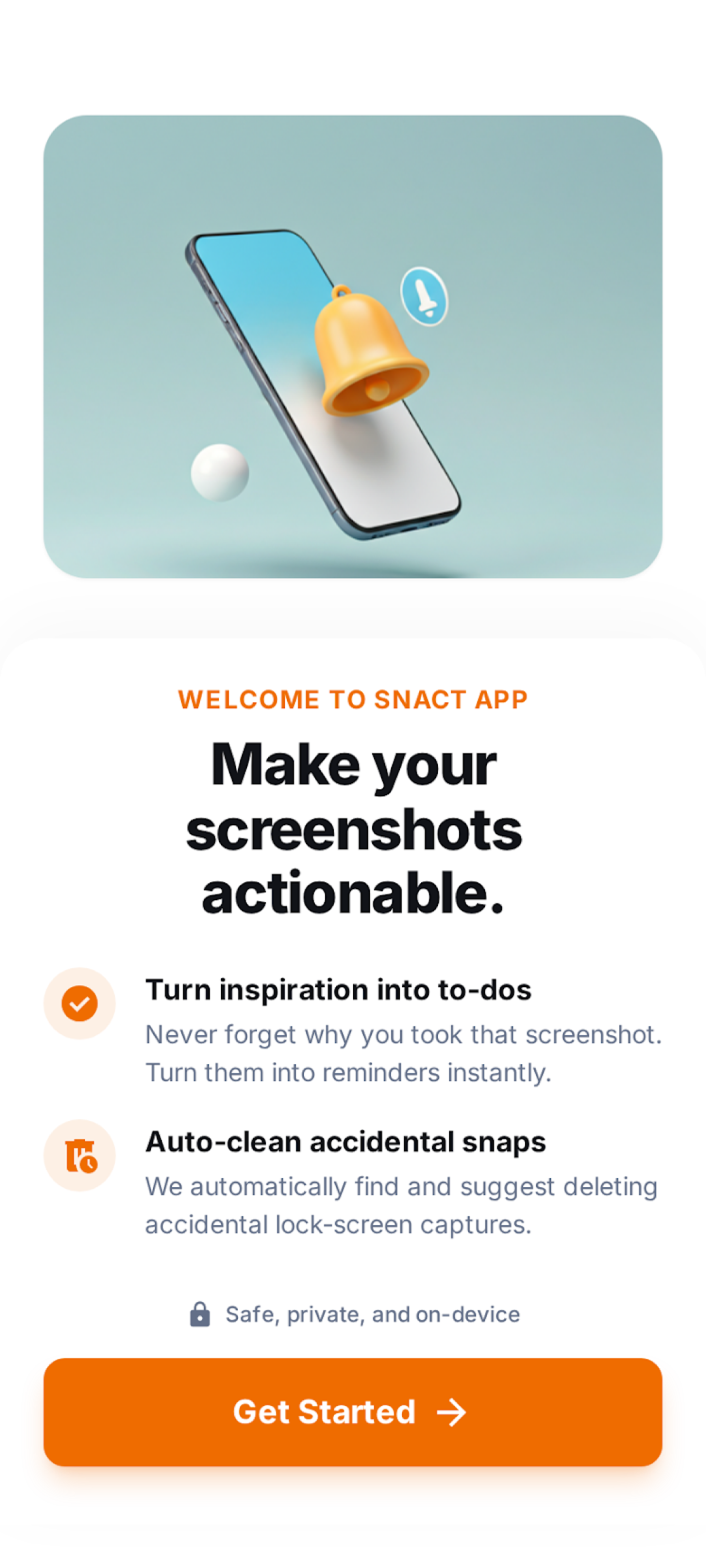 Snact app welcome screen